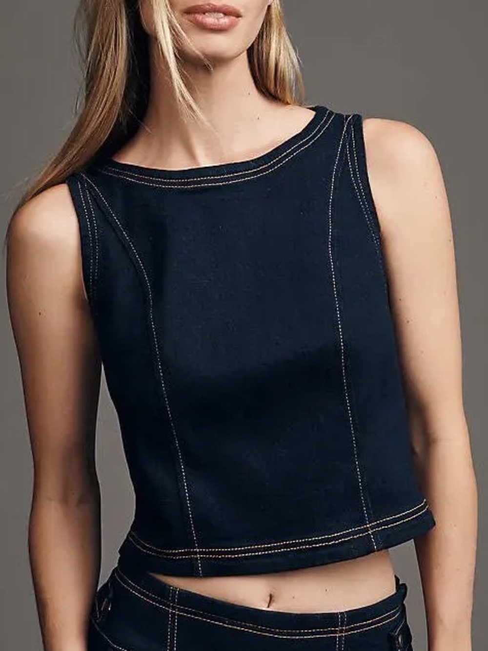 Anthropologie Women's Dark Blue Denim Blouse